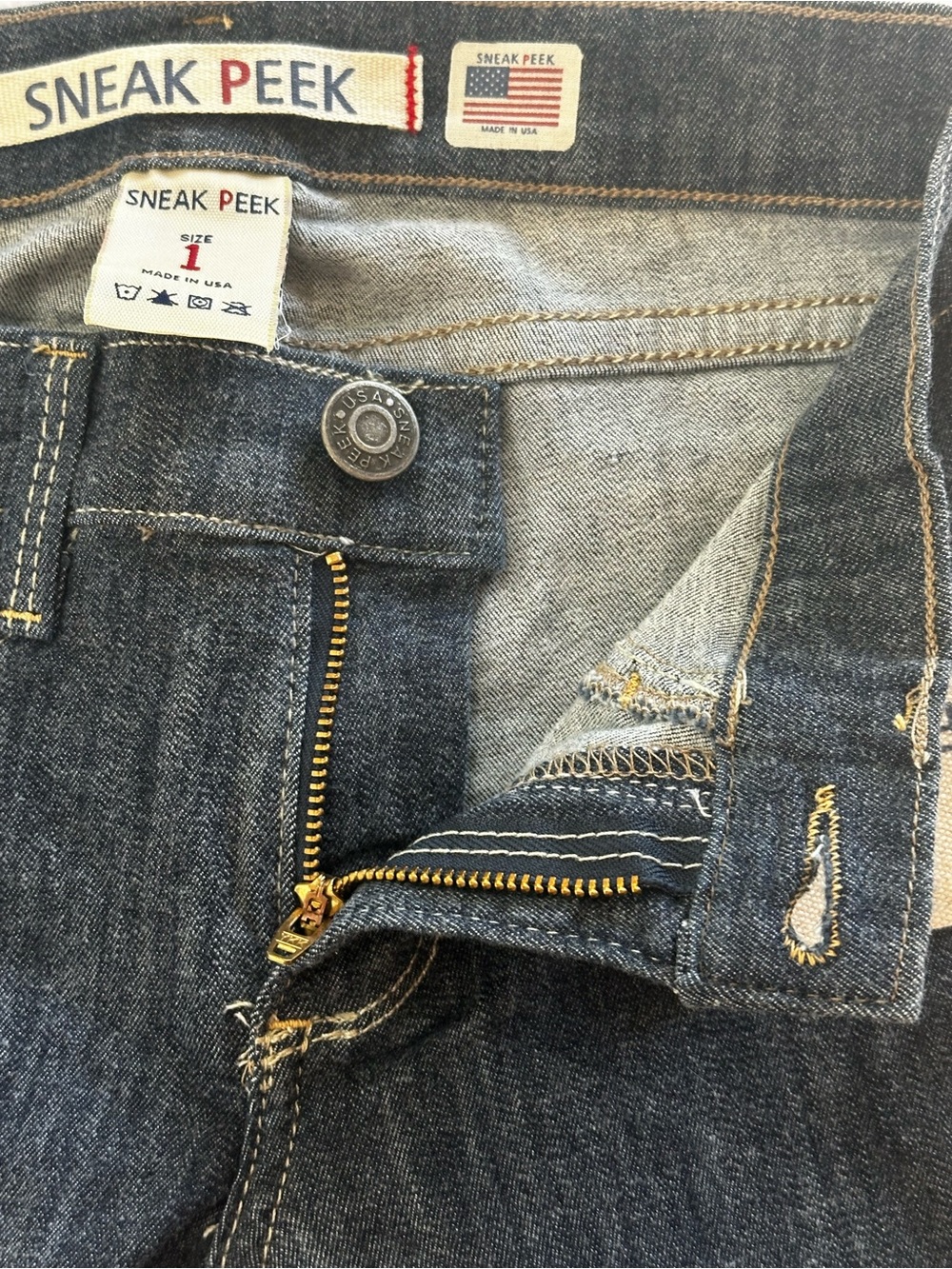Sneak Peek Made in USA Dark Wash Bootcut Stretch Jeans Women’s Size 1 Y2K - Picture 4 of 15